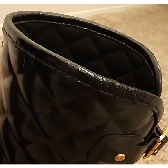 Hunter Adjustable Quilted Slim Fit Tall Rain Boots Glossy Black Size 9 - Picture 6 of 6